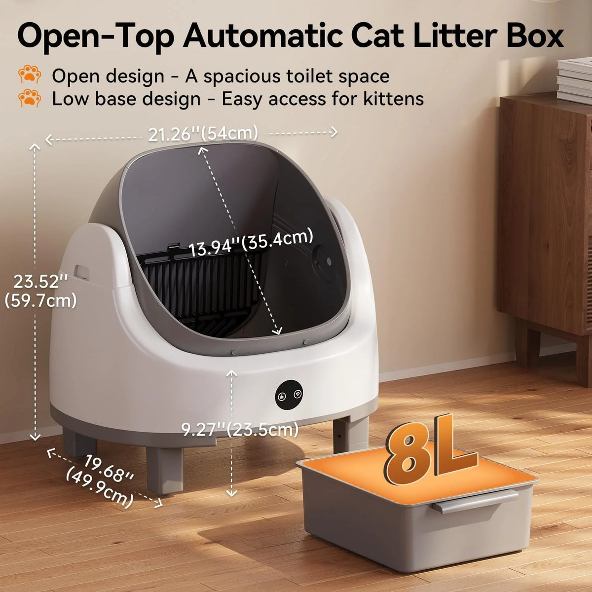 Nordivale Automatic Self Cleaning Litter Box App Control Odor Control Safety Protection For Multiple Cats With Garbage Bag Litter Mat Fragrance Box Grey