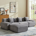 108''Free Combination Modular Sectional Sofa, Corduroy L‑Shape Chaise Lounge Sofa with Ottoman for Home Living Room