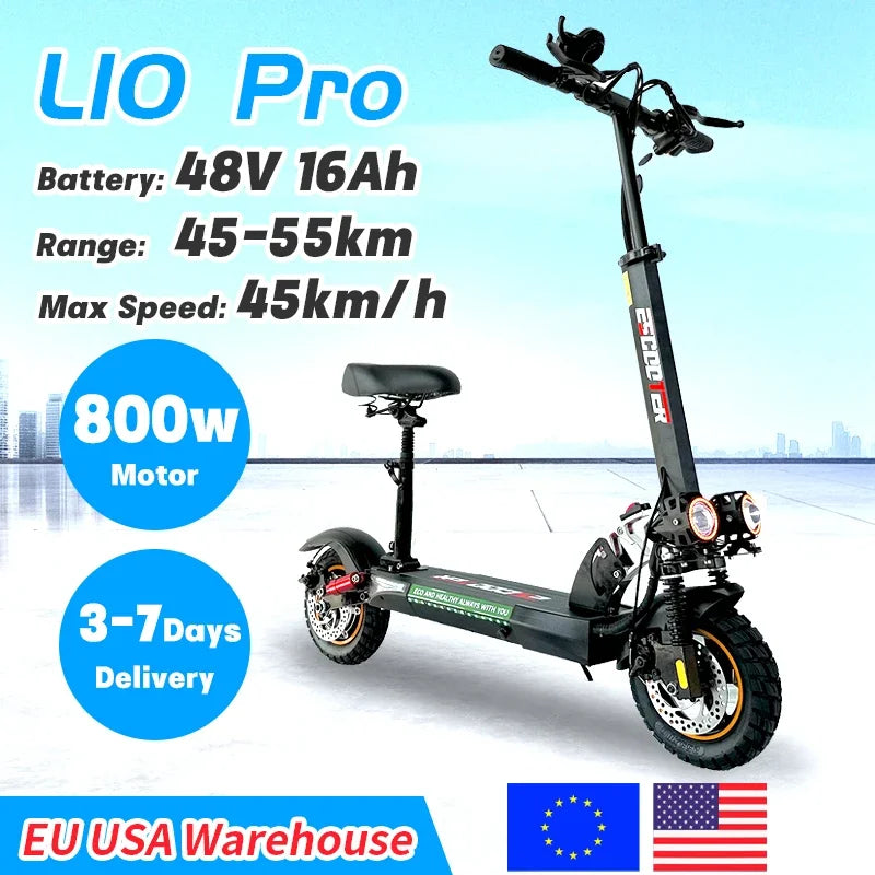 EU UK US Warehouse Stock 48V 16Ah 10 Inch Off Road 800 Power 45KM/H Electric Scooter 2 Wheel for Adults