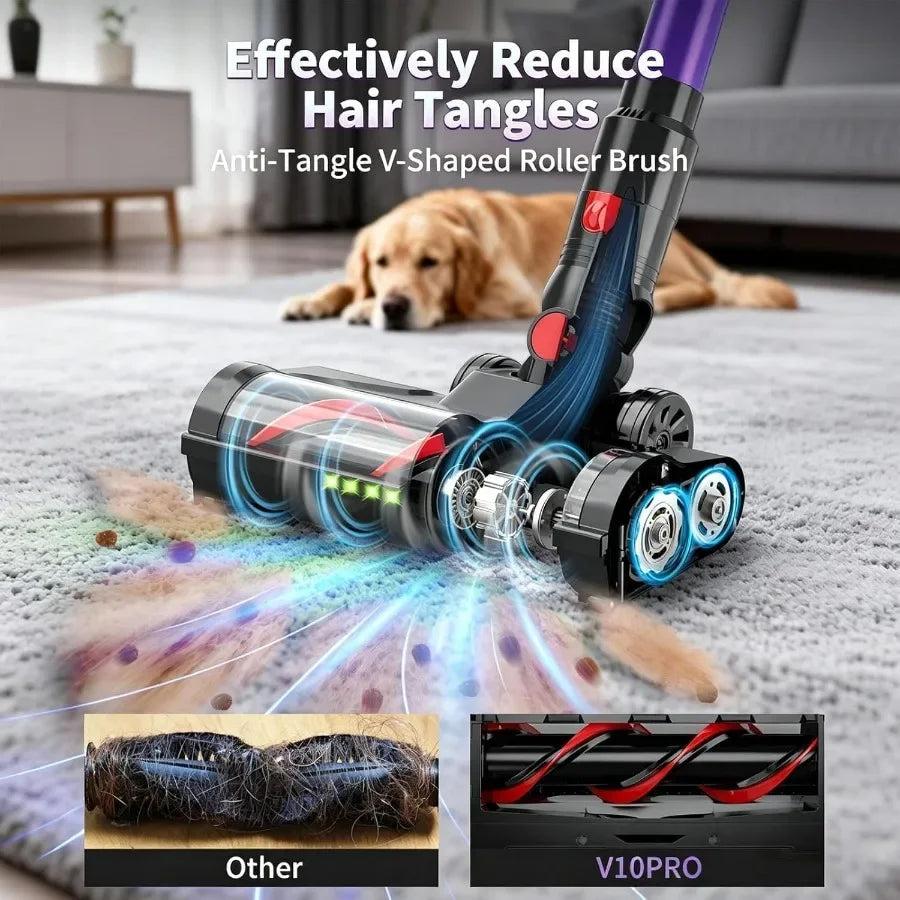 Vacuum - 550W Stick Vacuum with Brushless Motor, Touchscreen Auto Mode, Wall Mount Charging, Multi-Surface Cleaning for Floors,