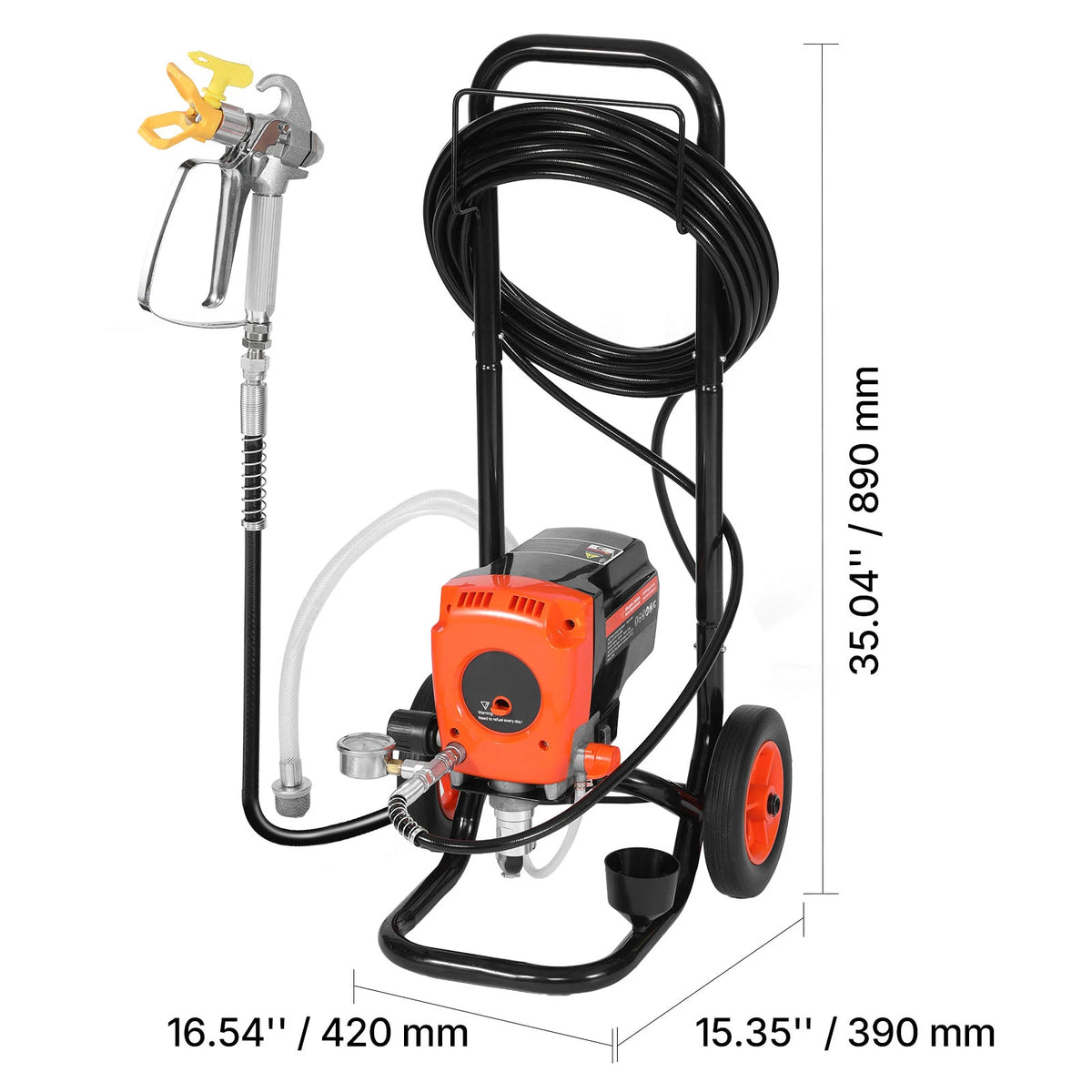 SucceBuy Stand Airless Paint Sprayer High Pressure Sprayer with Cart Cleaning Brush Hose Extension Rod Nozzles Paint Machine