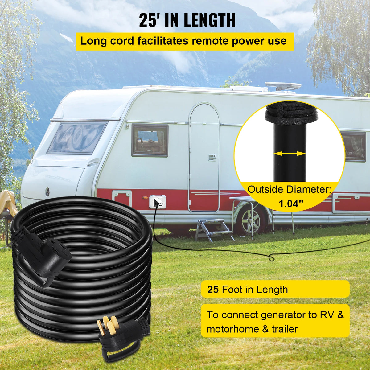 SucceBuy 25FT 36FT 50FT 50Amp RV Extension Cord N14-50 Plug Copper Wire Power Supply Cable for Trailer Motorhome Camper Use
