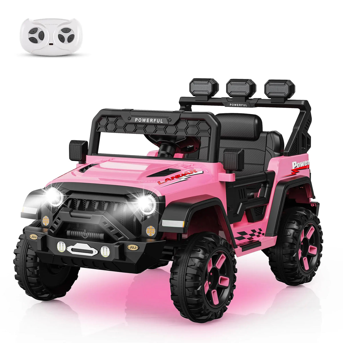 12V Kids Ride Car 4 Wheeler With 2.4G Parent Remote Dual Motors EVA Tires Bluetooth Music Soft Start Electric Toy For Ages 3-6
