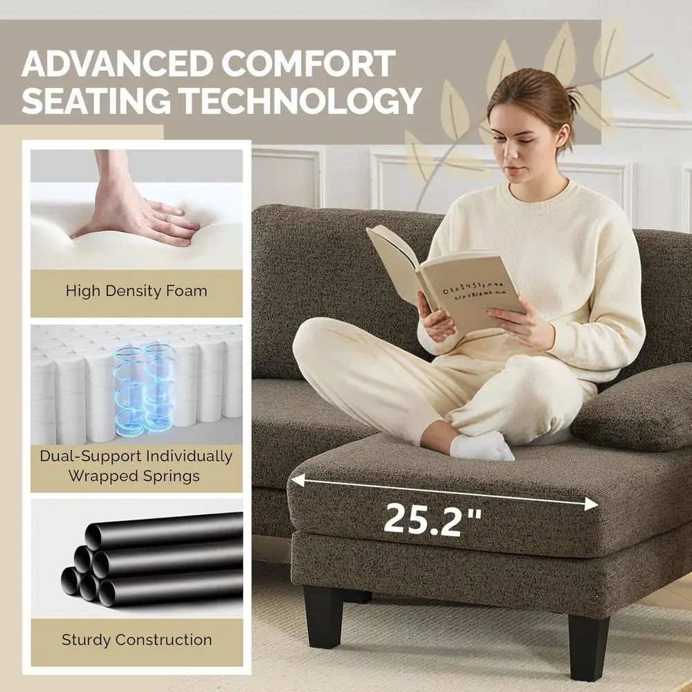 110' U-Shaped Sectional Couch with Two Chaise, Aordable Small Soa with 4 Seats, Chenille abric Comy Couches or Living Room, k Br