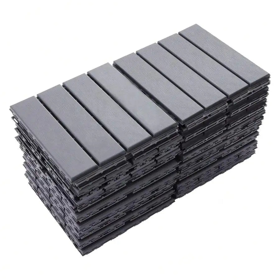 Plastic Interlocking Deck Tiles ' X ' Pack Patio Deck Tiles Waterproof Outdoor Flooring All Weather Use For Walkway Front Porch