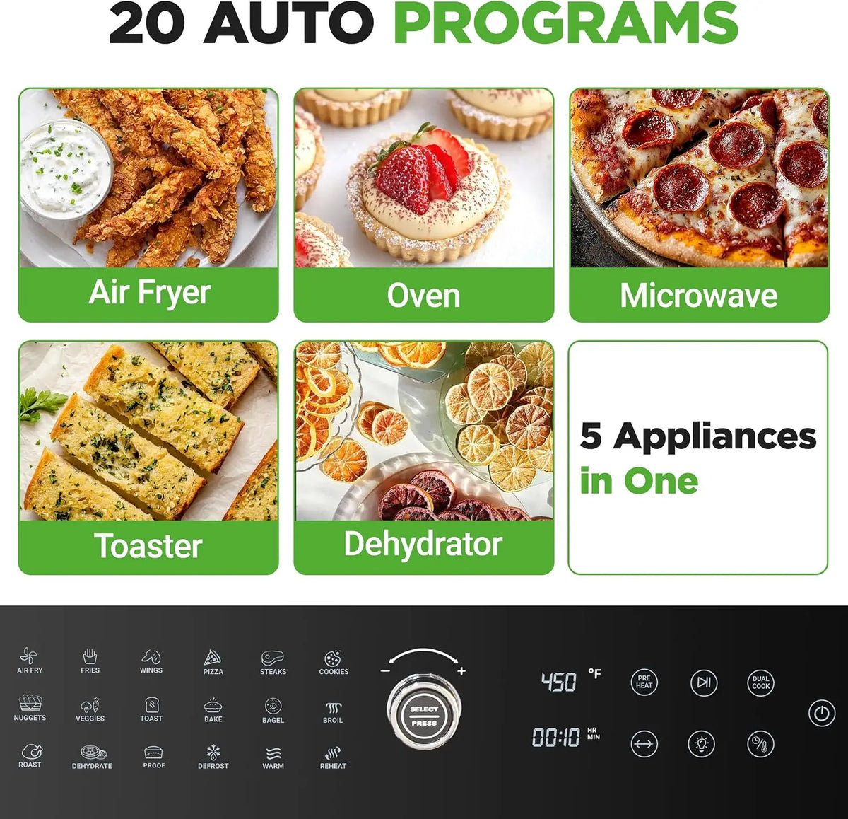 32-Quart Digital Air Fryer and Oven with 20 Presets, Dual Cook, Rotisserie, Bake Functions | Multi-Function Convection Counterto