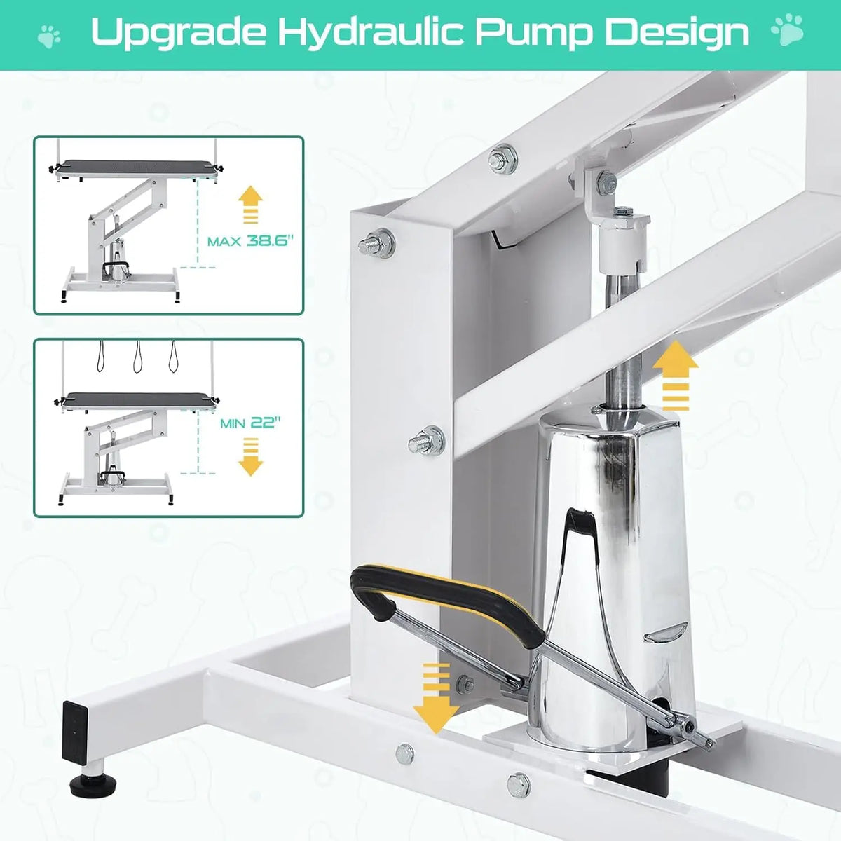 43.3" Electric Pet Grooming Table 350 LBS Heavy Duty Dog Grooming Arm  for Large Dog Salon-Grade Pet Height Adjustable Grooming Station Slip Tabletop