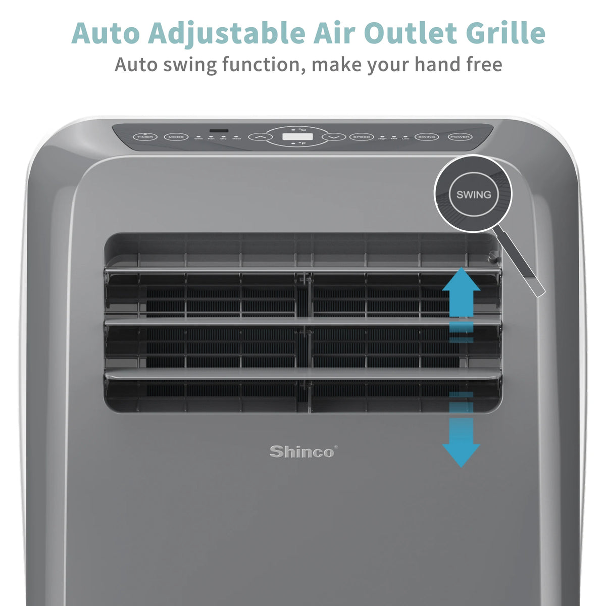 Shinco Grey Portable Air Conditioner Heater and Cool , Ac Heater Combo Window Unit, Portable AC Unit with Dehumidifier & Fan, Cools & Heats,Remote Control and Window Kit
