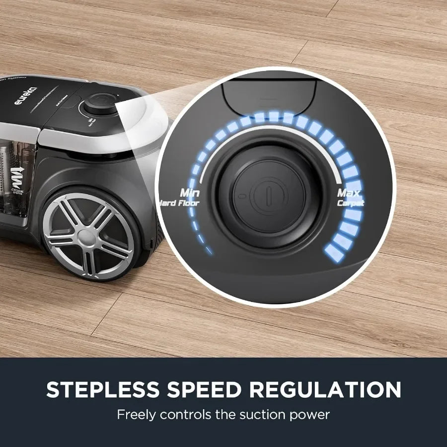 Bagless Canister Vacuum Cleaner, Powerful Suction Vacuum for Hardwood Floors and Carpets, Lightweight Multi Surface Household Vacuum for Home Floor Cleaning