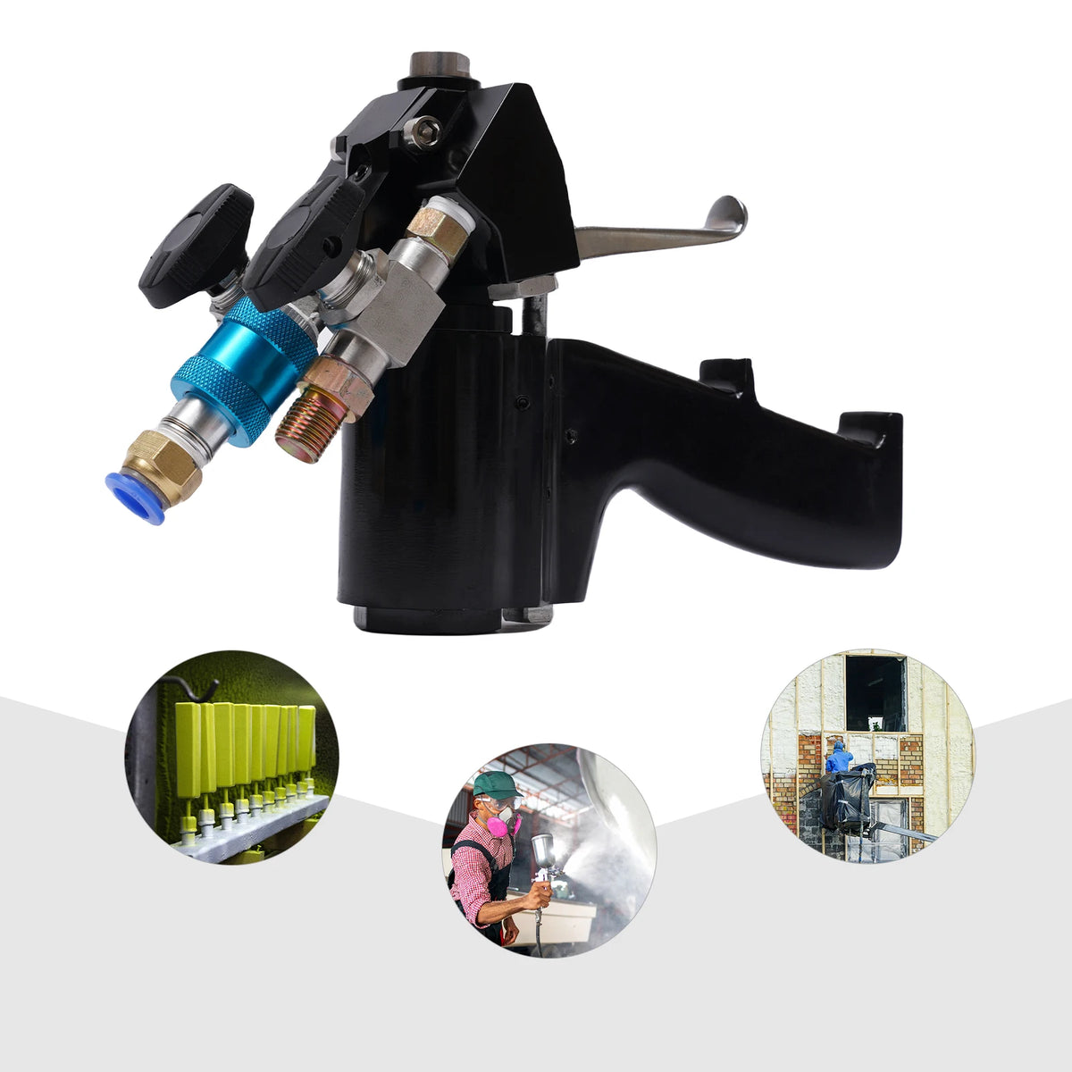 Polyurethane Spray Gun, Cast Iron Air Spray Gun With 3 Interchangeable, Professional Paint Sprayer For Primer Stain Varnish