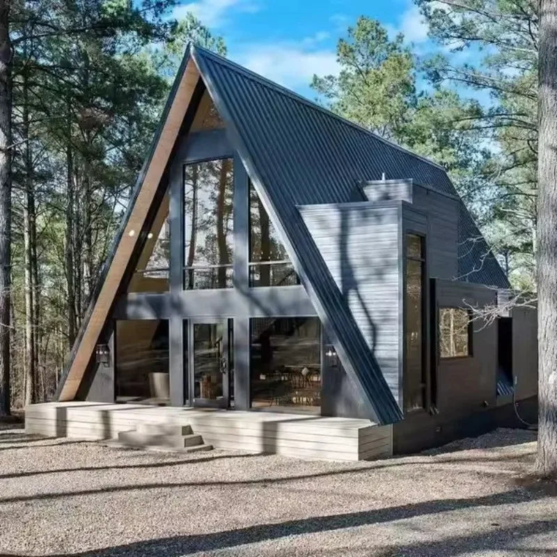 Prefab Steel House Triangular House Sea Chalet Modern a Frame Home Garden Buildings Outdoor Portable Tiny House River Cabin