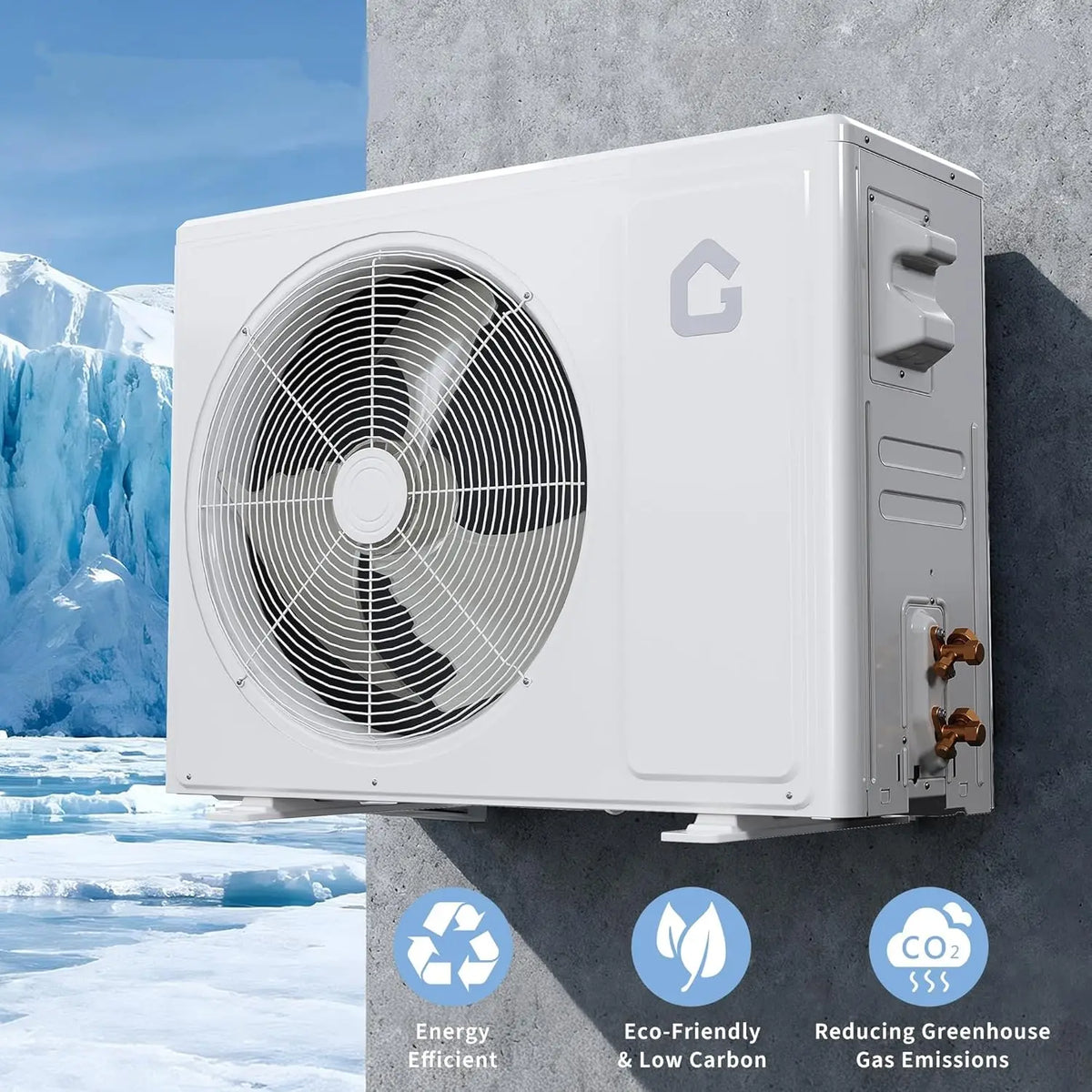 18,000 BTU Split AC/Heating System, 19 SEER2 230V Split-System Air Conditioner with Heat Pump, Pre-Charged Condenser, 1250 sq ft Coverage, Full Function Remote Control & Installation Kit