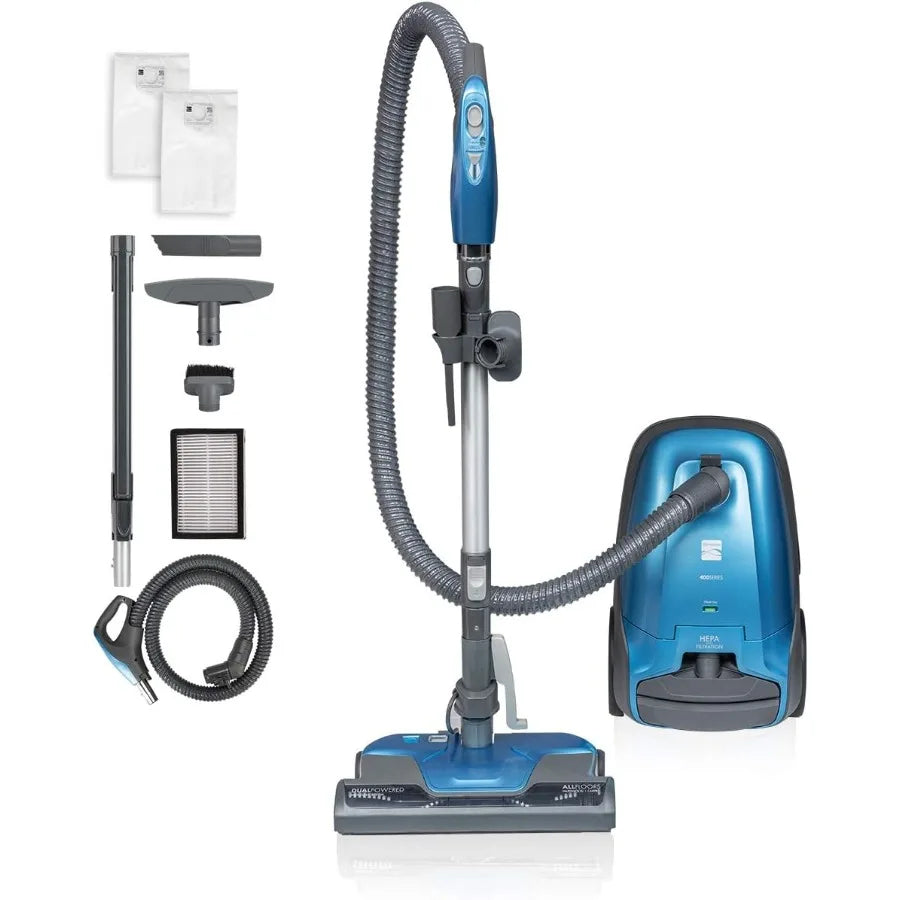 Pet Friendly Lightweight Bagged Canister Vacuum Cleaner, Powerful Suction Vacuum for Pet Hair Hard Floors and Carpets Household Home Cleaning