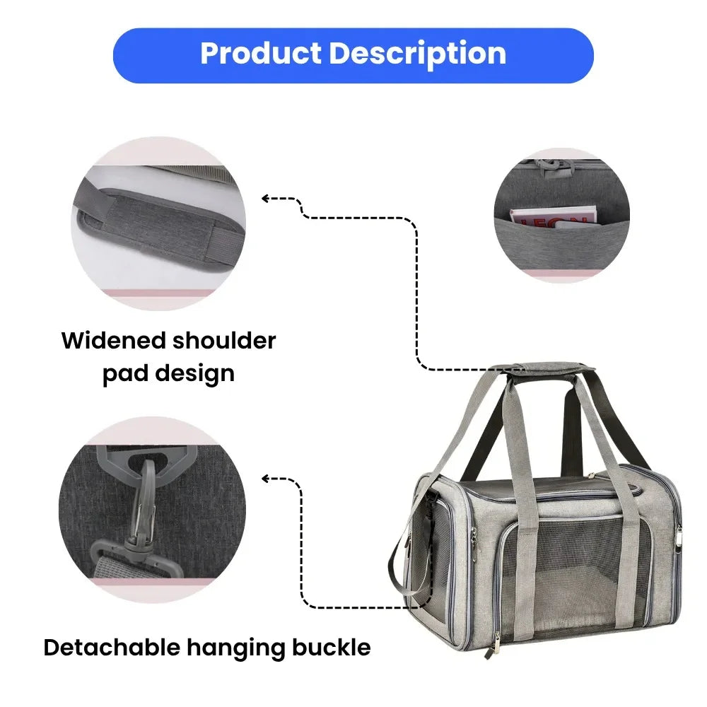 8PCS/Carton Pet Carrier Bag for Cats and Small Dogs Breathable Mesh Portable Travel Shoulder Bag Car Seat Carrier 2 Colors Mixed
