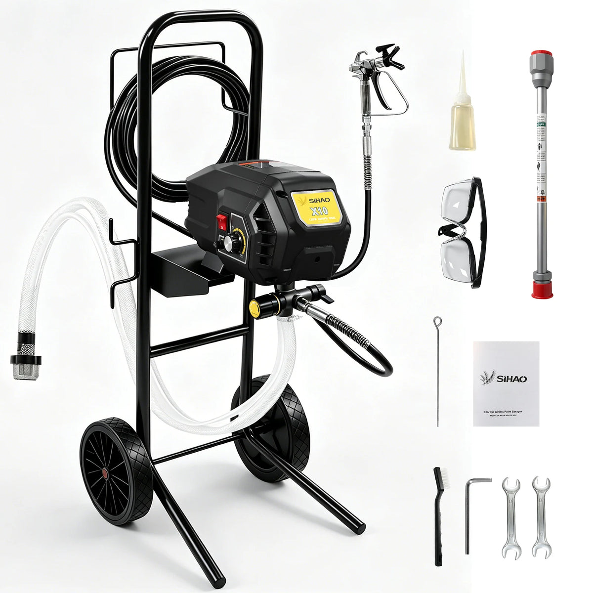 Airless Paint Sprayer|SIHAO 650W/700W Airless Paint Sprayer Pro, Electric Spray Gun Kit Adjustable Pressure with Pipe for Wall Ceiling Wood, Portable Paint Sprayer for Home DIY Interior Exterior Painting