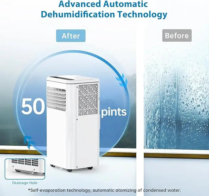 8000 BTU Portable Air Conditioner, 3-in-1 AC Unit with ooling,with Washable Filter,up to 350 sq. ft,2 Fan Speeds, 24H Timer