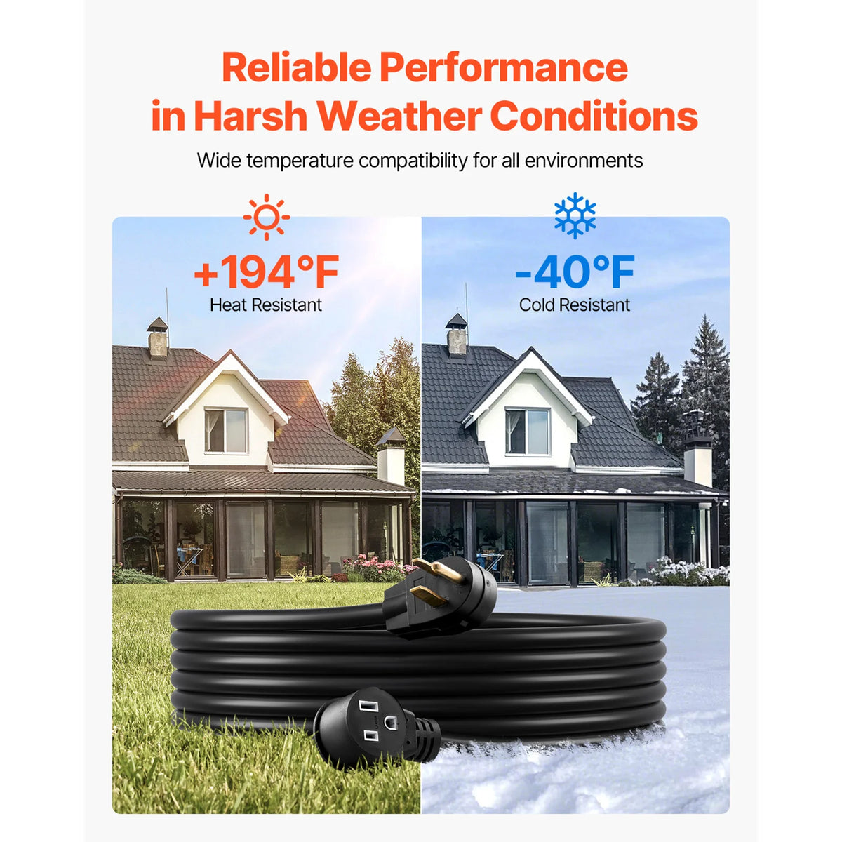 SucceBuy 30-Amp 7500Watts / 50-Amp 12500 Watts Generator Extension Cord 50 Foot 250 Volts Heavy Duty Power Cable, NEMA 6-50P to 6-50R SWT Flexible Welder Extension Cord with Storage Bag for Generators