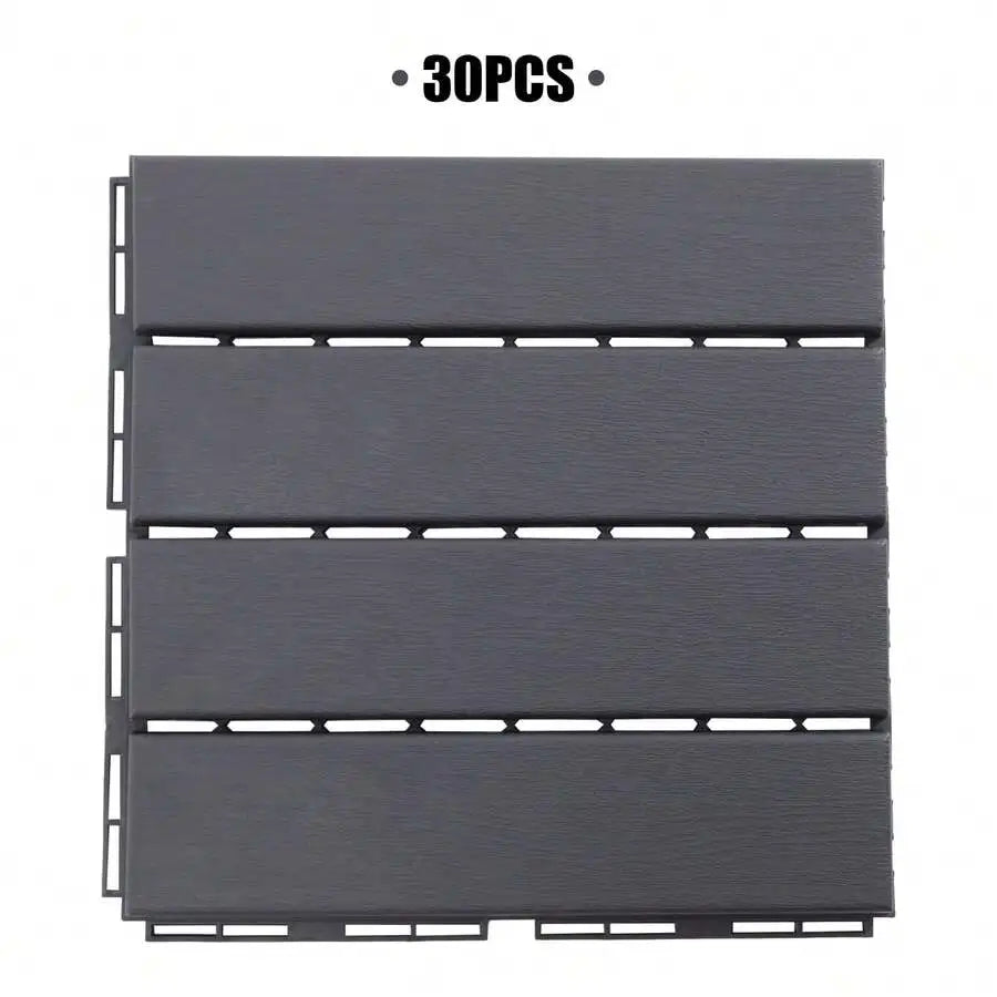 Plastic Interlocking Deck Tiles ' X ' Pack Patio Deck Tiles Waterproof Outdoor Flooring All Weather Use For Walkway Front Porch