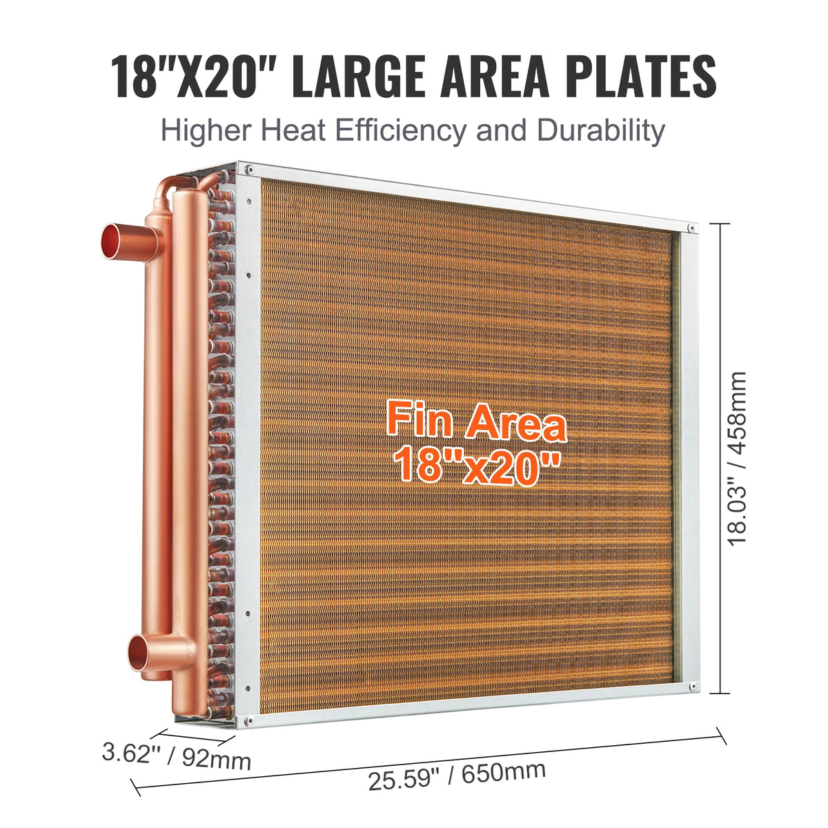SucceBuy Heat Exchanger Water to Air 18"x 20" for Outdoor Wood Furnaces Residential Heating and Cooling and Forced Air Heating