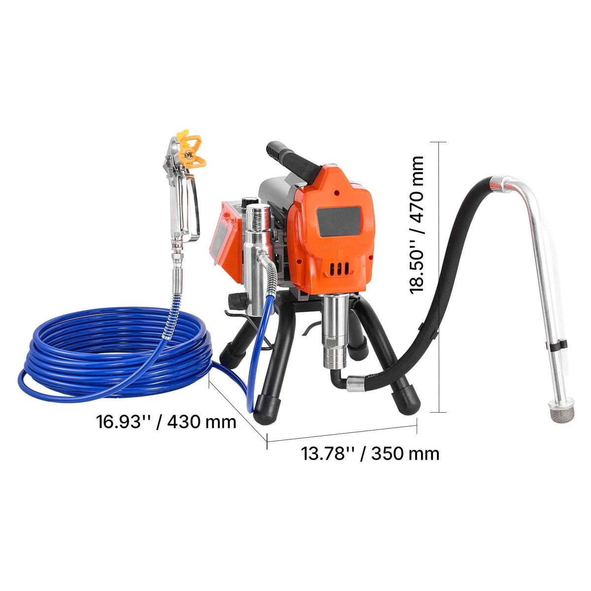 SucceBuy Stand Airless Paint Sprayer High Pressure Sprayer with Cart Cleaning Brush Hose Extension Rod Nozzles Paint Machine