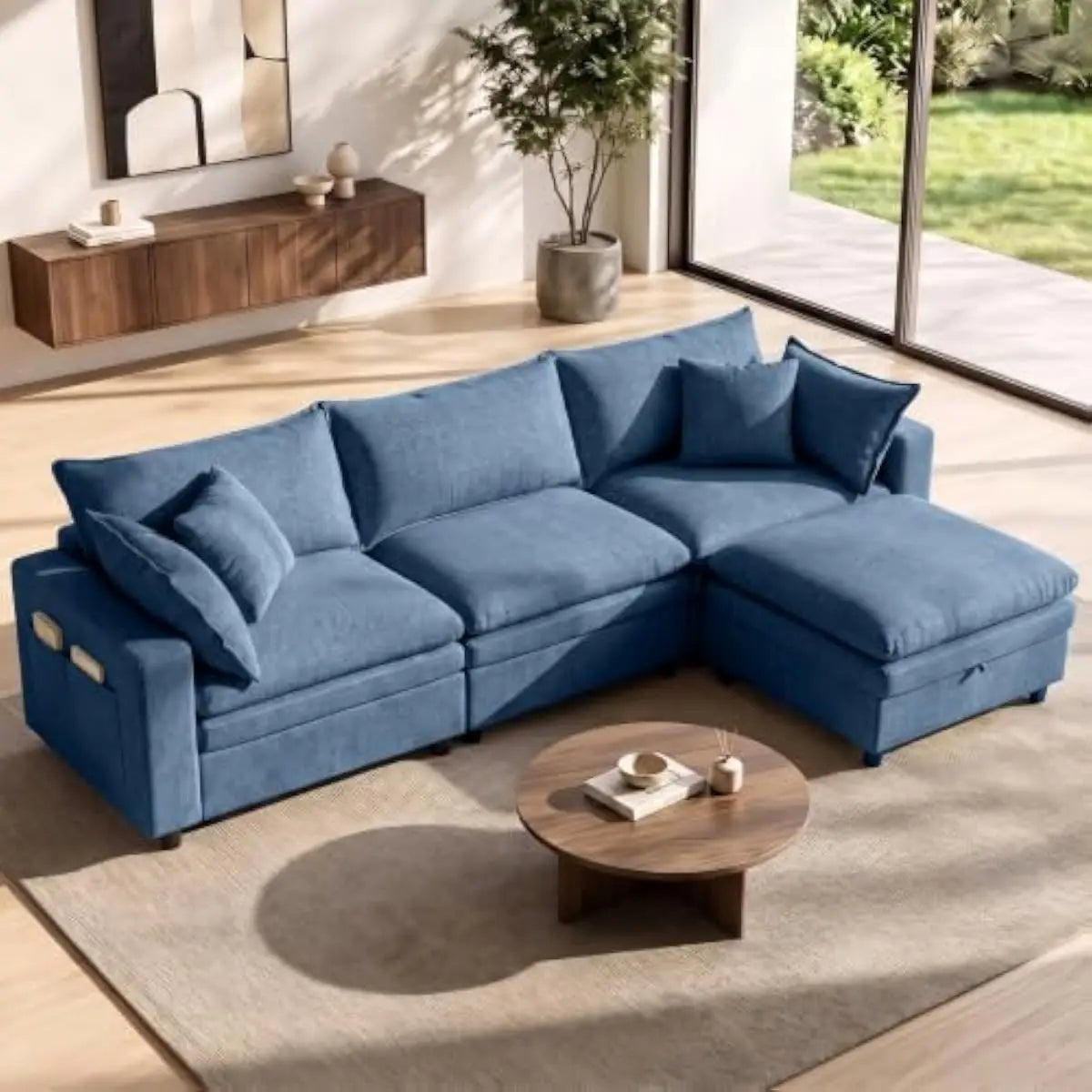 149-inch Extra-Wide U-Shape Sectional Sofa with Deep Seating and Detachable Ottoman • Premium Down-and-Foam Cushions • Solid Har