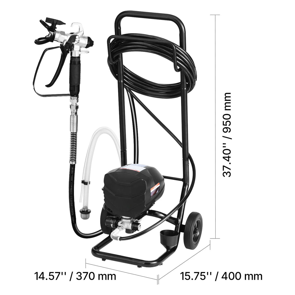 SucceBuy Stand Airless Paint Sprayer High Pressure Sprayer with Cart Cleaning Brush Hose Extension Rod Nozzles Paint Machine