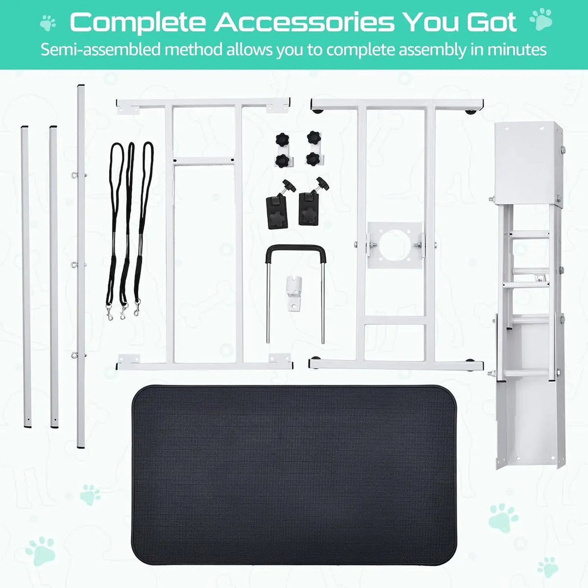 43.3" Electric Pet Grooming Table 350 LBS Heavy Duty Dog Grooming Arm  for Large Dog Salon-Grade Pet Height Adjustable Grooming Station Slip Tabletop