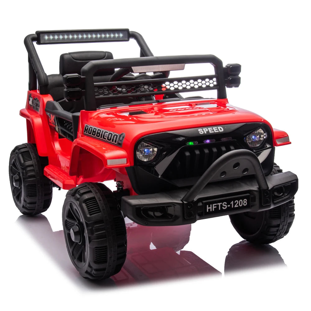12V Kids Ride On Electric Truck Car W/Parents Control,2WD,Four-wheel Suspension,Early Education Function,Adjustable Volume,USB,MP3,Bluetooth,Microphone Jack,Power Display,LED Lights For Kids Aged 1-4.