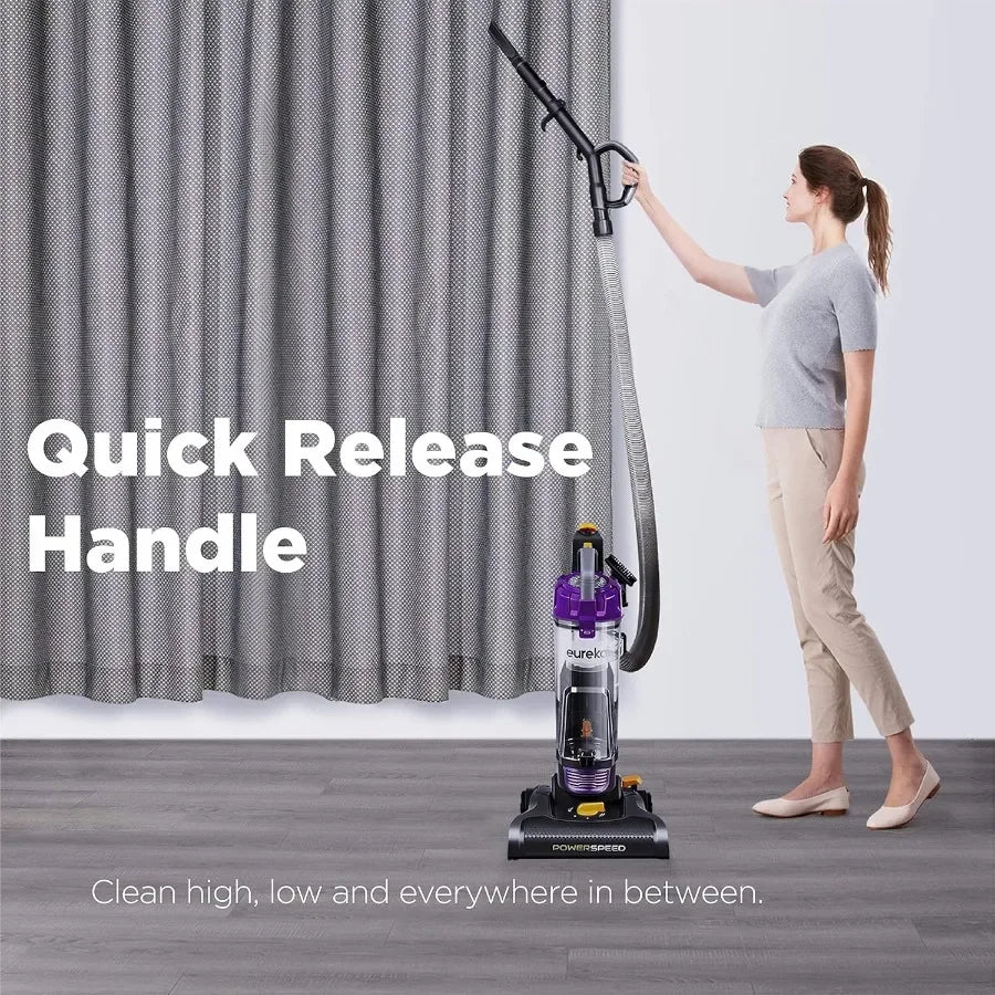 Eureka NEU182B PowerSpeed Bagless Upright Vacuum Cleaner, Lightweight, 5 Height Adjust, Pet Hair Cleaning for Carpet Hard Floor, Washable Filter, XL Dust Cup