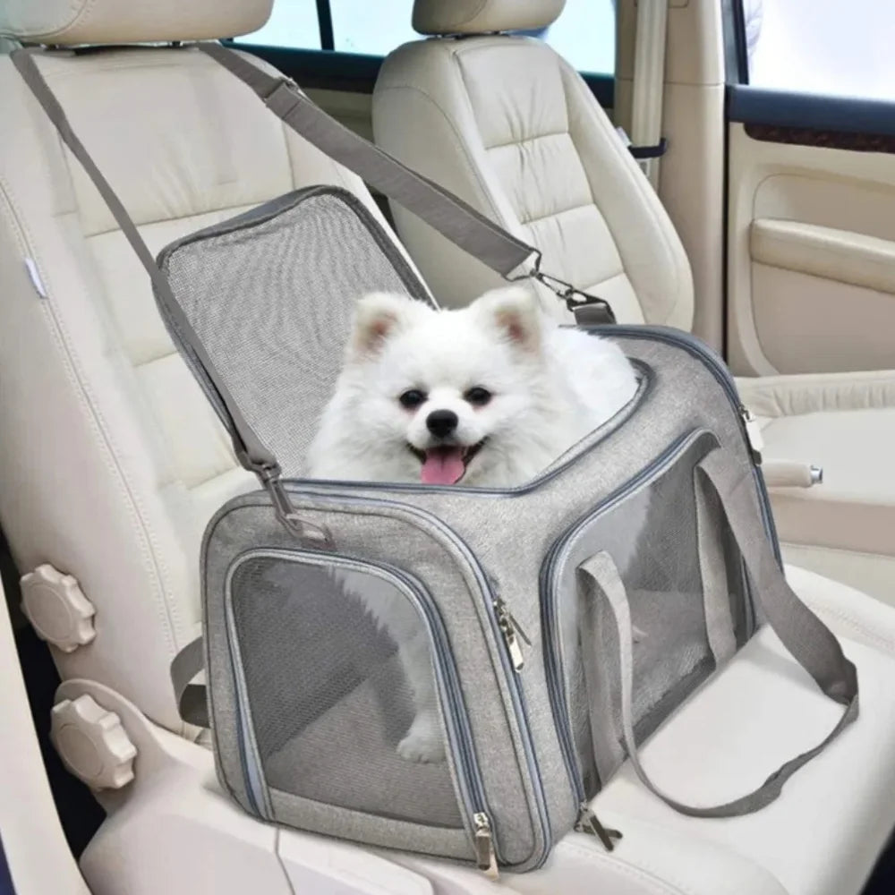 8PCS/Carton Pet Carrier Bag for Cats and Small Dogs Breathable Mesh Portable Travel Shoulder Bag Car Seat Carrier 2 Colors Mixed
