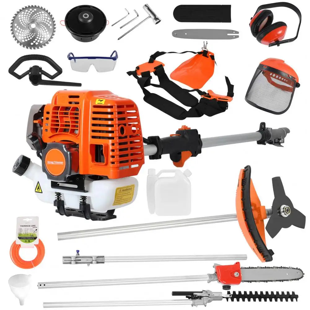 5 in 1 Lawn Mower 52CC Gas Weed Trimmer Cordless Hedge Trimmer 2-Stroke Brush Cutter Handheld Chainsaw Hedge Pruner Set