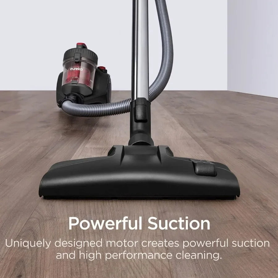 Bagless Canister Vacuum Cleaner, Lightweight Household Vacuum with Powerful Suction for Hard Floors Tile and Carpets Whole Home Cleaning