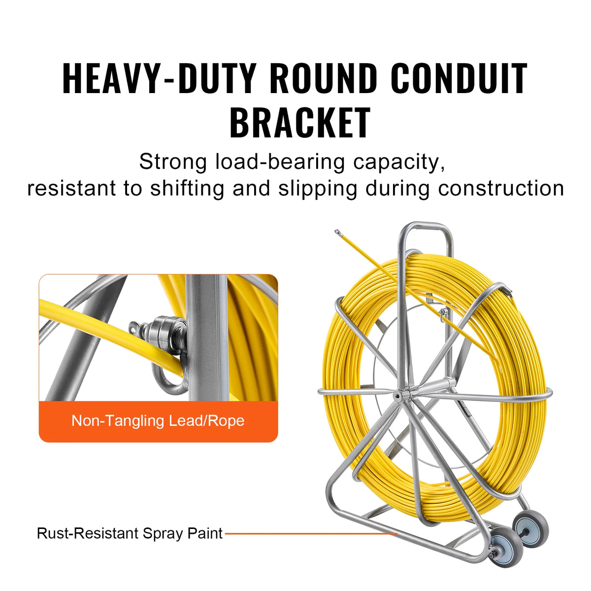 SucceBuy Fish Tape Fiberglass 656ft 5/16in Duct Rodder Wire Puller, Fishing Tools for Walls & Electrical Conduit, Non-Conductive
