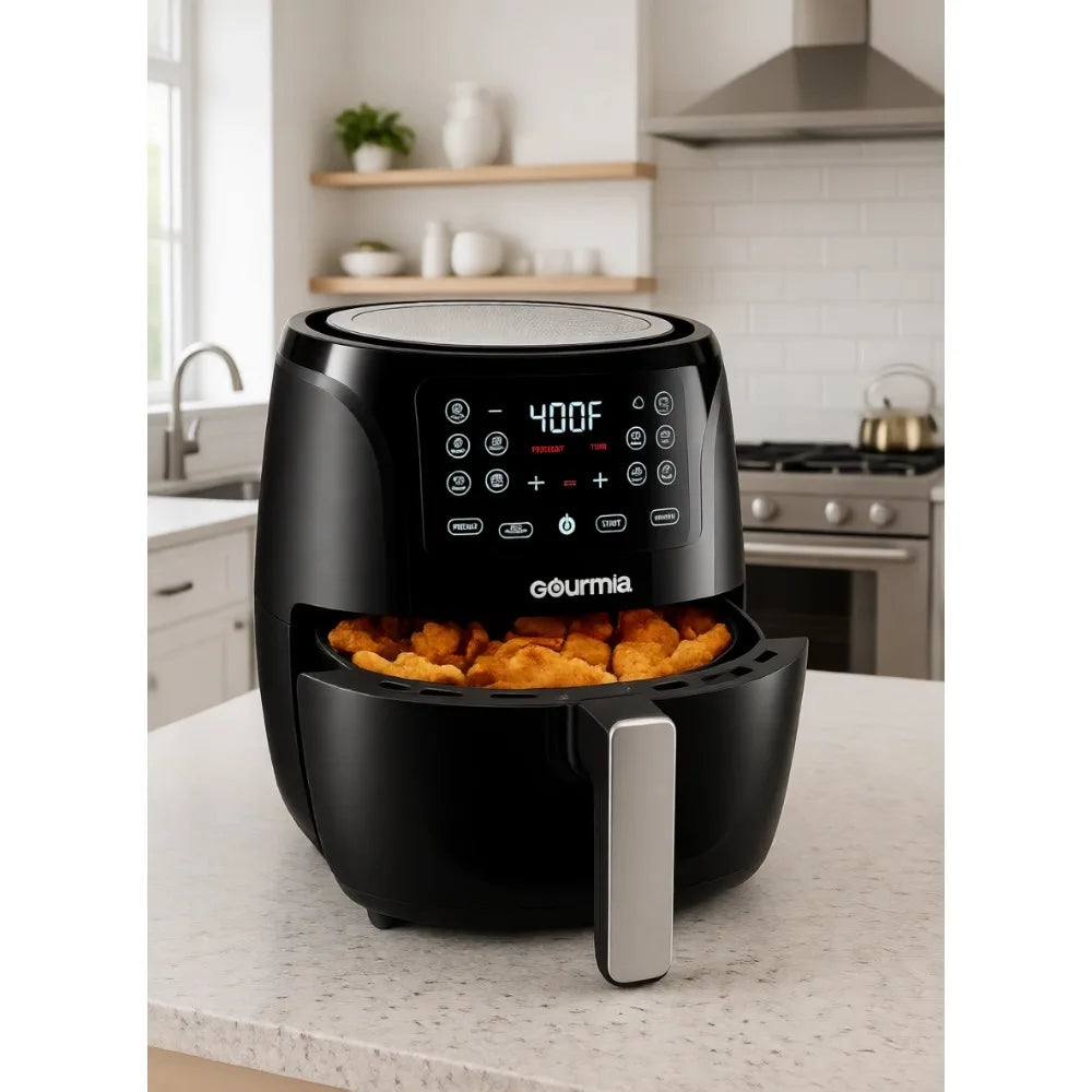 4Qt Air Fryer, 360° Circulation, Digital Touchscreen, 8 Presets, Roast/Bake/Broil/Dehydrate, Easy Clean, Compact, Accessories