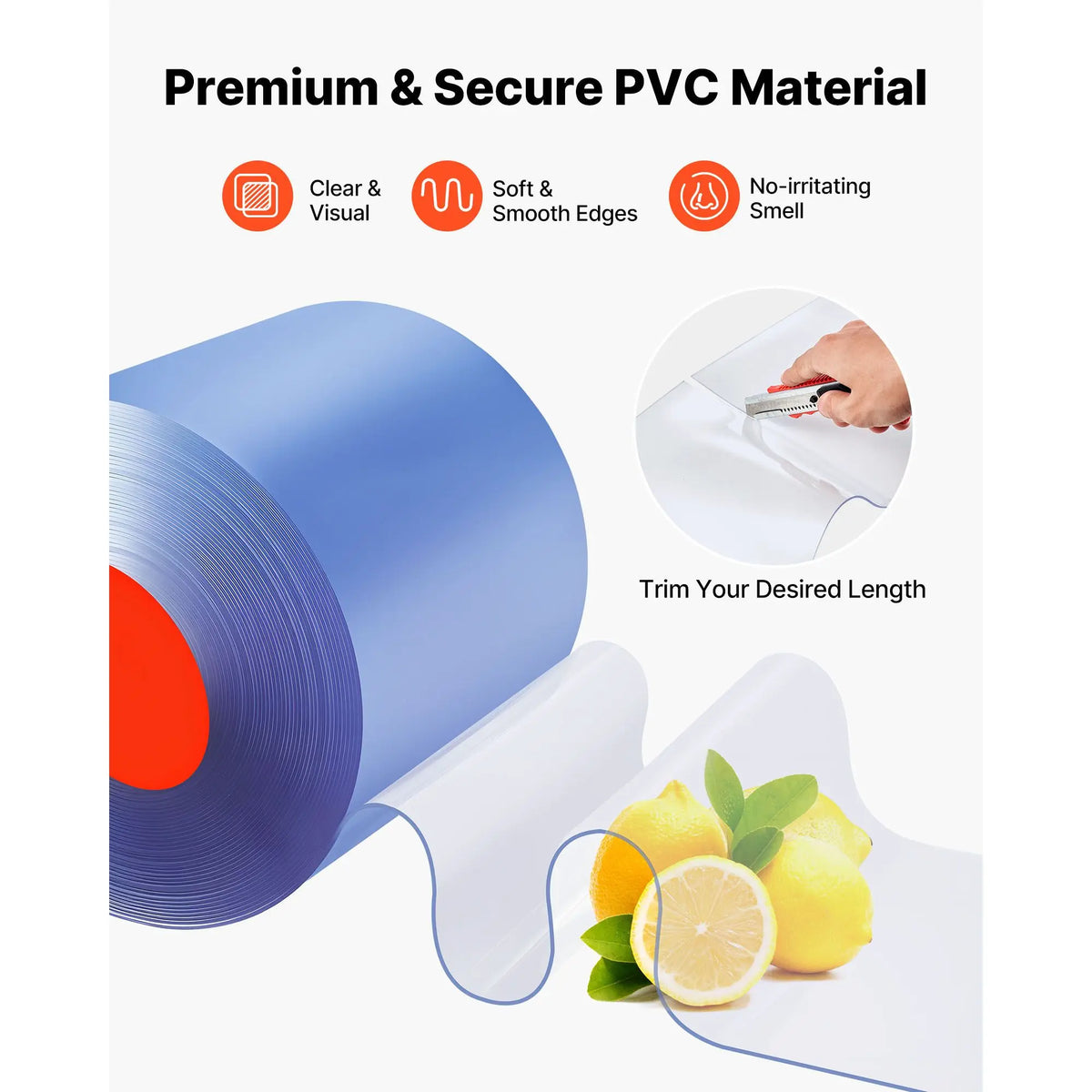 Clear PVC Strip Curtain, 101 Ft Length X 12 in Width, Plastic Door Strip Bulk Roll, Walk in Freezer Cooler Curtain Strips for