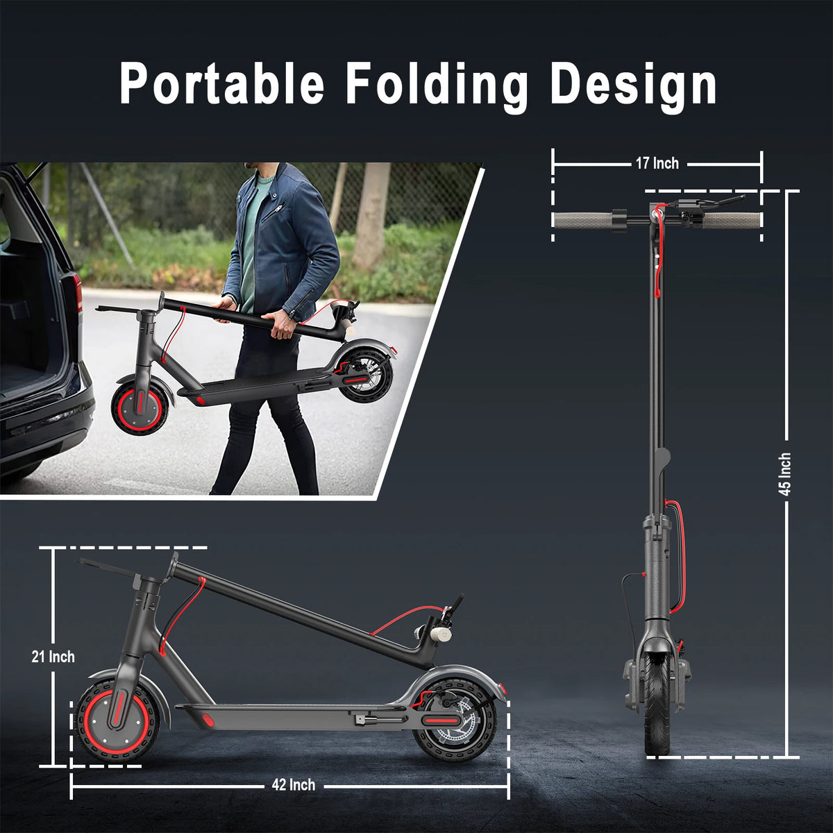 206 NEW Electric Scooter 8.5'' Honeycomb Tire 19mph Max Speed 21 Miles Max Range Dual Braking System Foldable Design APP Control for Adult