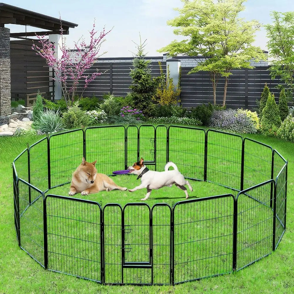 | Dog Playpen | 40 Inch, 16 Panels | Heavy Duty Metal Pet Exercise Pen | Indoor Outdoor ence Panels | Rust-Resistant, Removable,