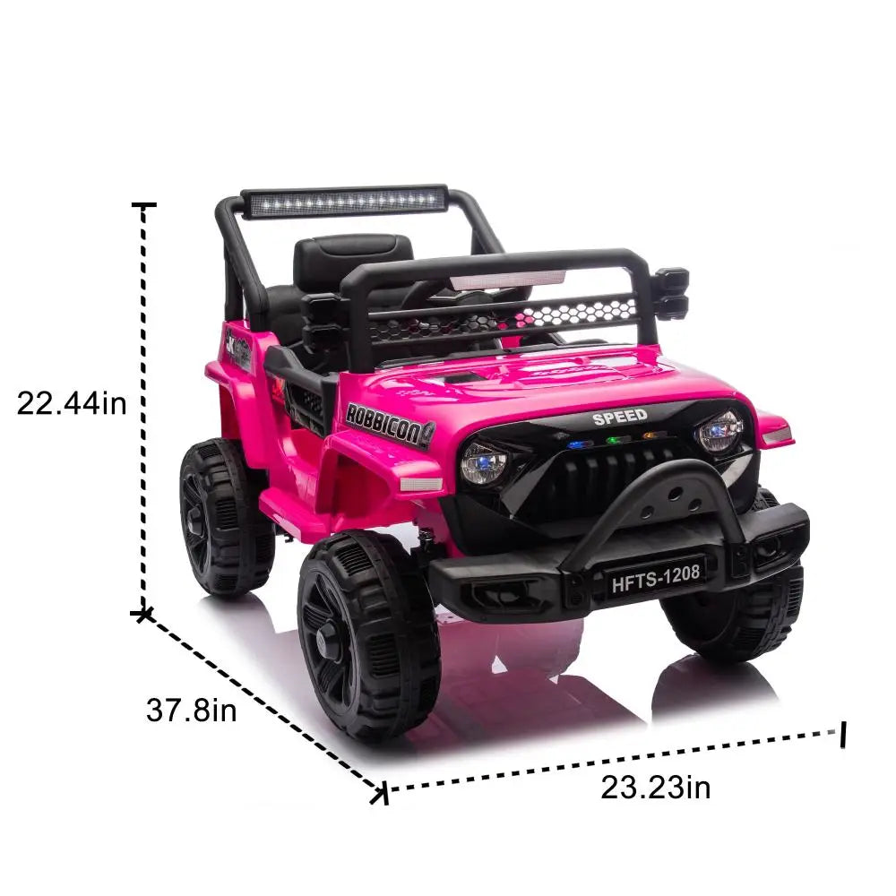 12V Kids Ride On Electric Truck Car W/Parents Control,2WD,Four-wheel Suspension,Early Education Function,Adjustable Volume,USB,MP3,Bluetooth,Microphone Jack,Power Display,LED Lights For Kids Aged 1-4.