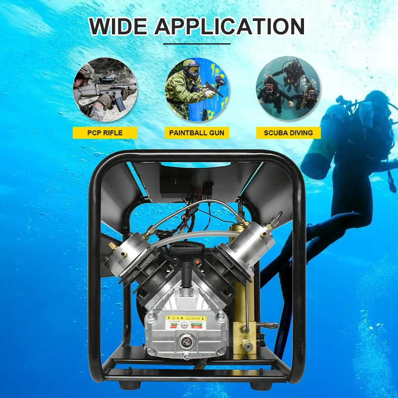 TUXING TXEDM042 300Bar PCP Air Compressor High Pressure Auto Stop With Double Filter Device for Scuba Diving Tank PCP Air Rifle
