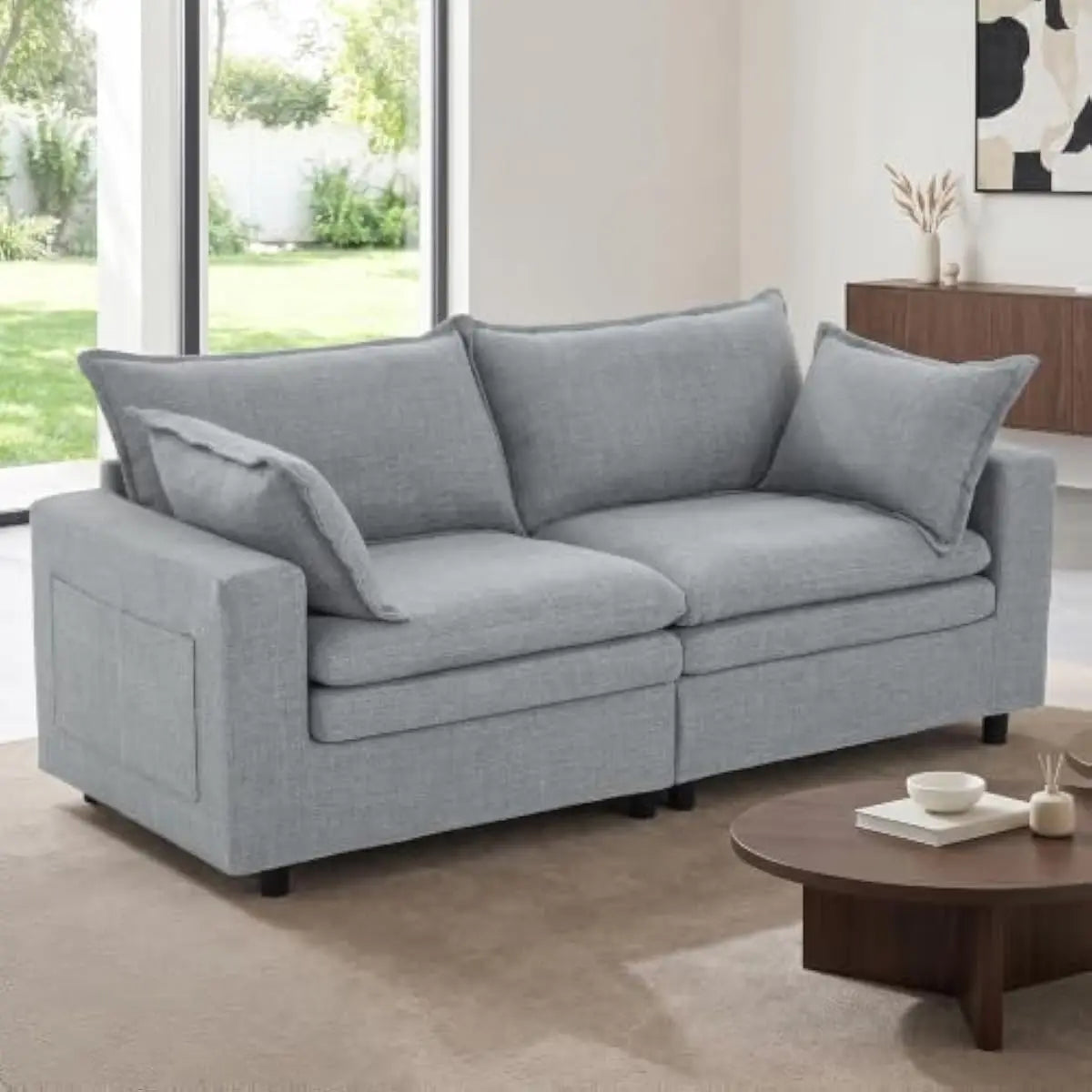 149-inch Extra-Wide U-Shape Sectional Sofa with Deep Seating and Detachable Ottoman • Premium Down-and-Foam Cushions • Solid Har