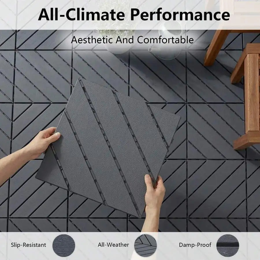44 Pieces Of Interlocking Plastic Outdoor Flooring, Backyard Flooring.Outdoor Patio.Outdoor Walkway.Outdoor Floor Tiles.Waterpro