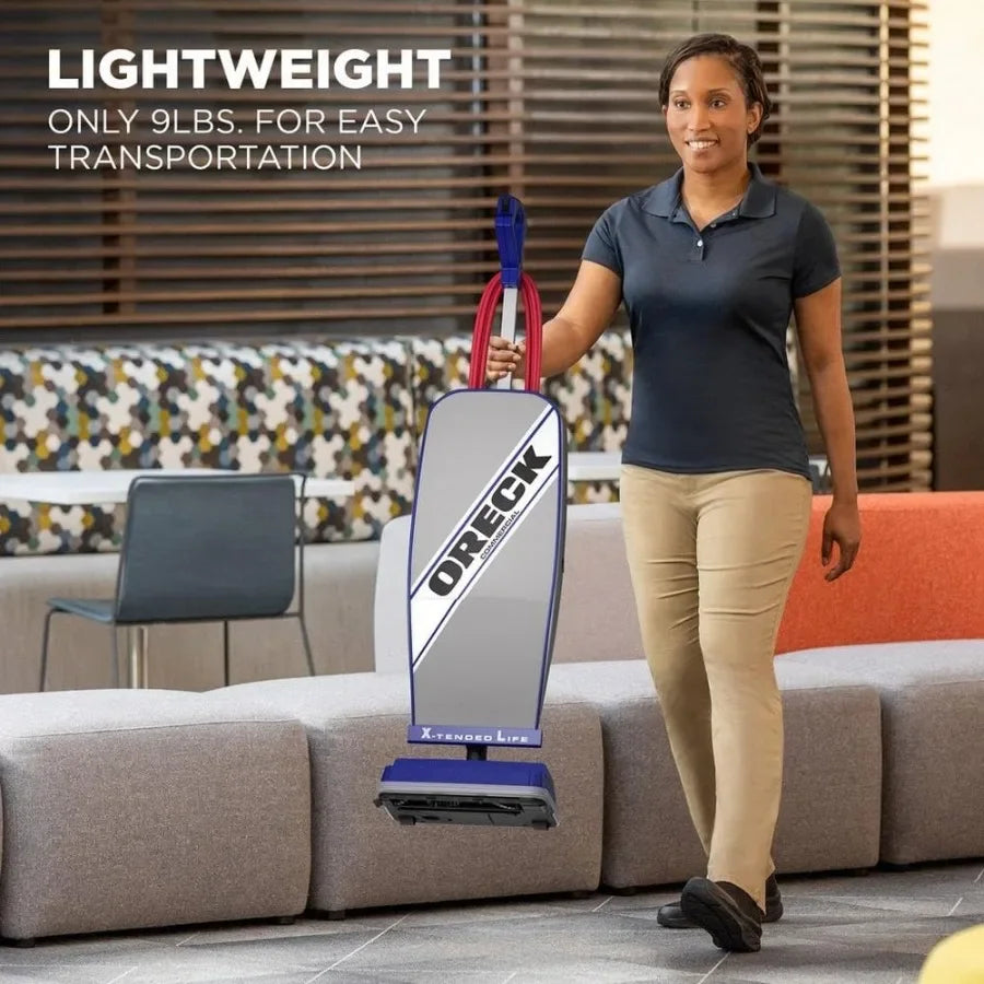 Commercial XL Upright Vacuum Cleaner, Lightweight Bagged Vacuum for Commercial Use, Strong Suction for Hard Floors and Carpets Home Office Cleaning