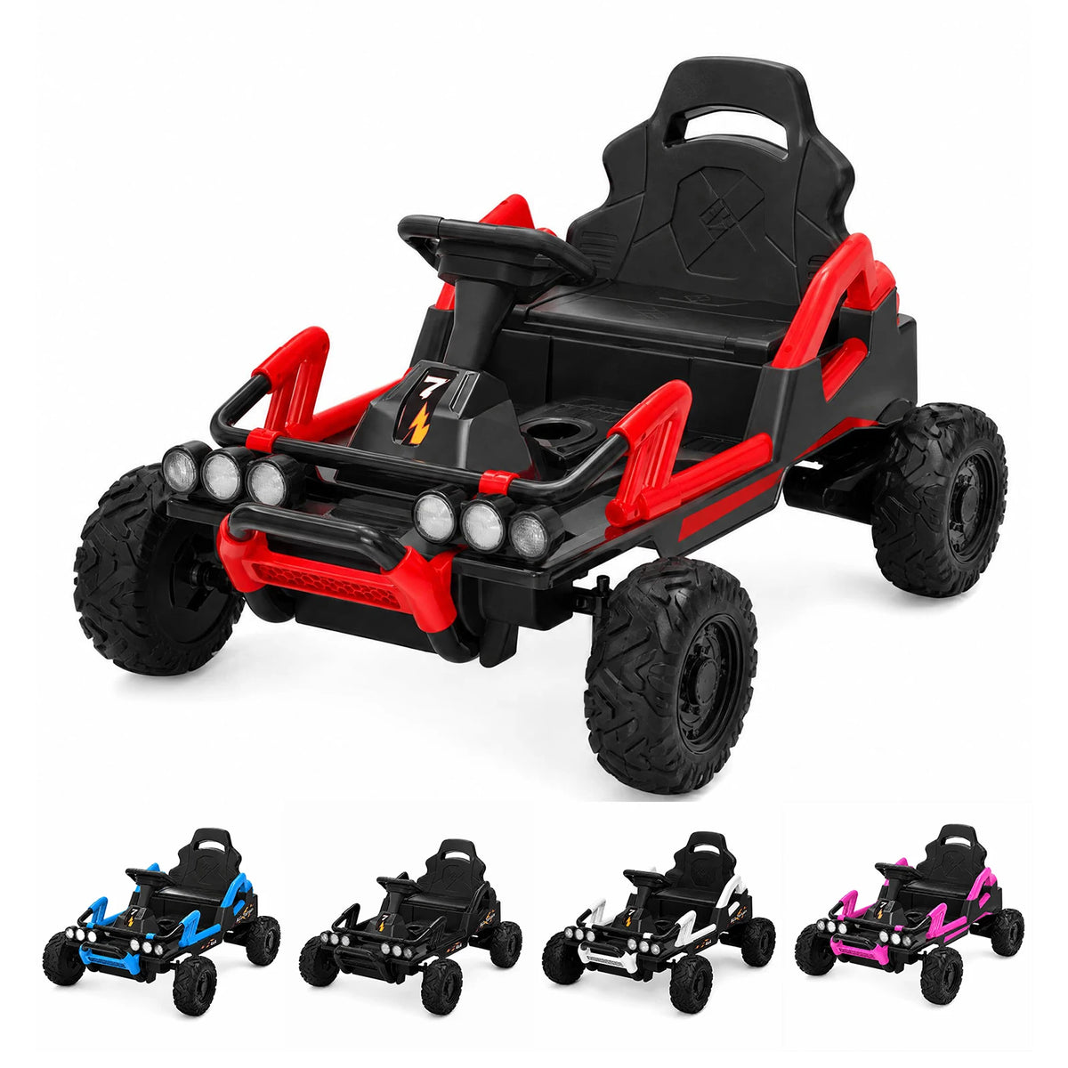 12V Kids Electric Ride On Car, Dual Motors, EVA Wheels, 6 MPH Off Road Racer, 7Ah Battery, 4 Wheel Outdoor Yard Toy For Ages 3-6