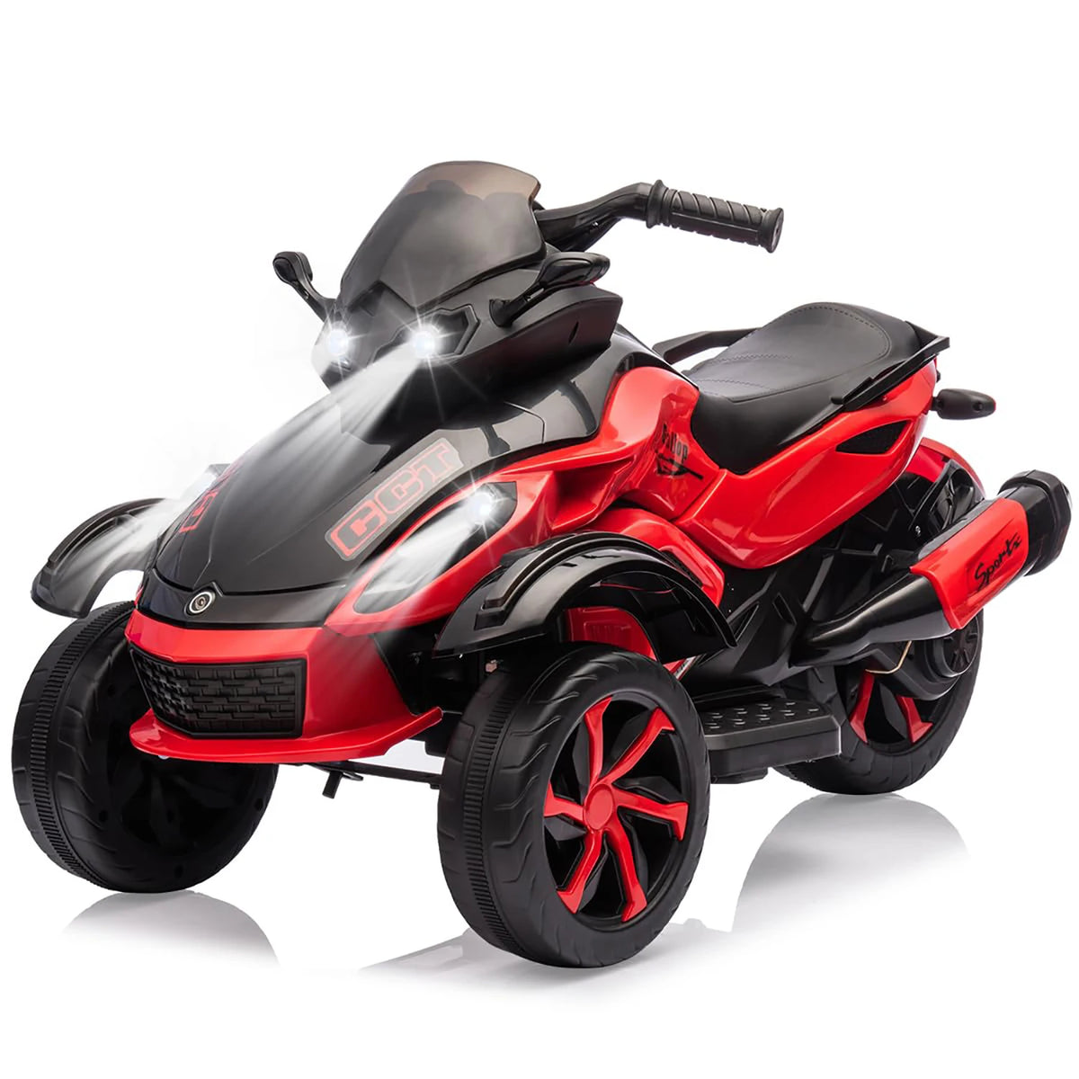12V Kids Ride On ATV 3 Wheel Electric Motorcycle With LED Lights, Music, Tread Tires, Battery Powered Off Road Toy Ages 3-6