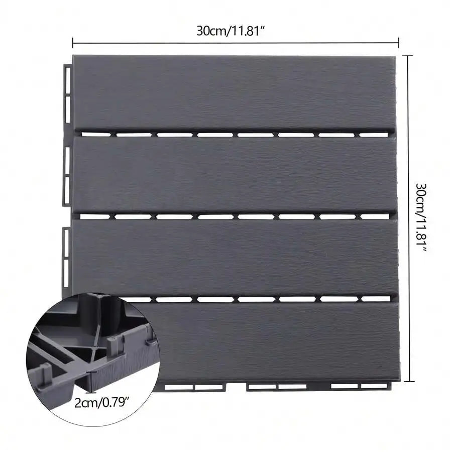 Plastic Interlocking Deck Tiles ' X ' Pack Patio Deck Tiles Waterproof Outdoor Flooring All Weather Use For Walkway Front Porch