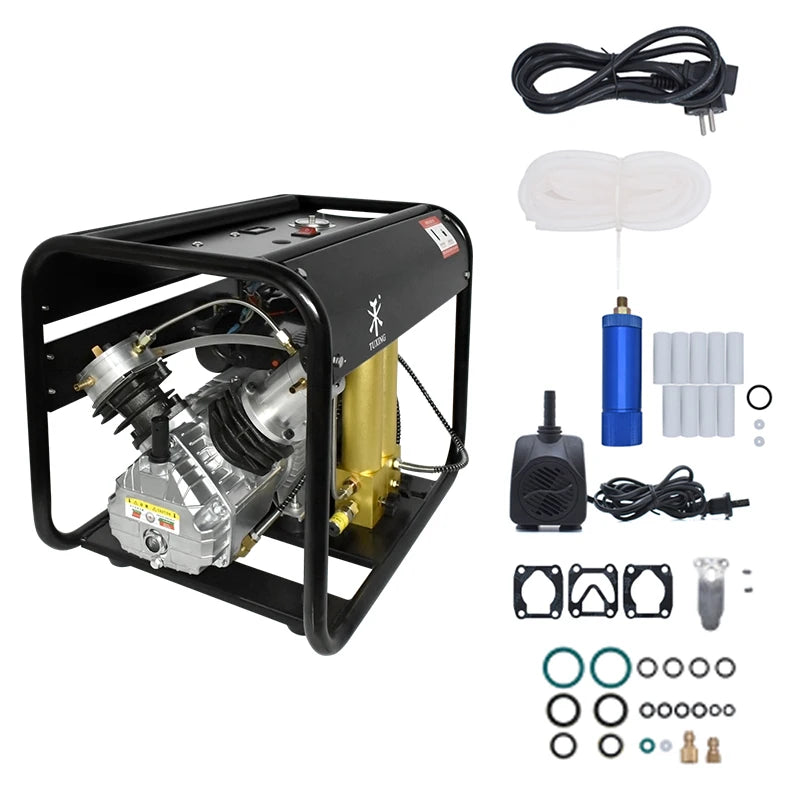 TUXING TXEDM042 300Bar PCP Air Compressor High Pressure Auto Stop With Double Filter Device for Scuba Diving Tank PCP Air Rifle