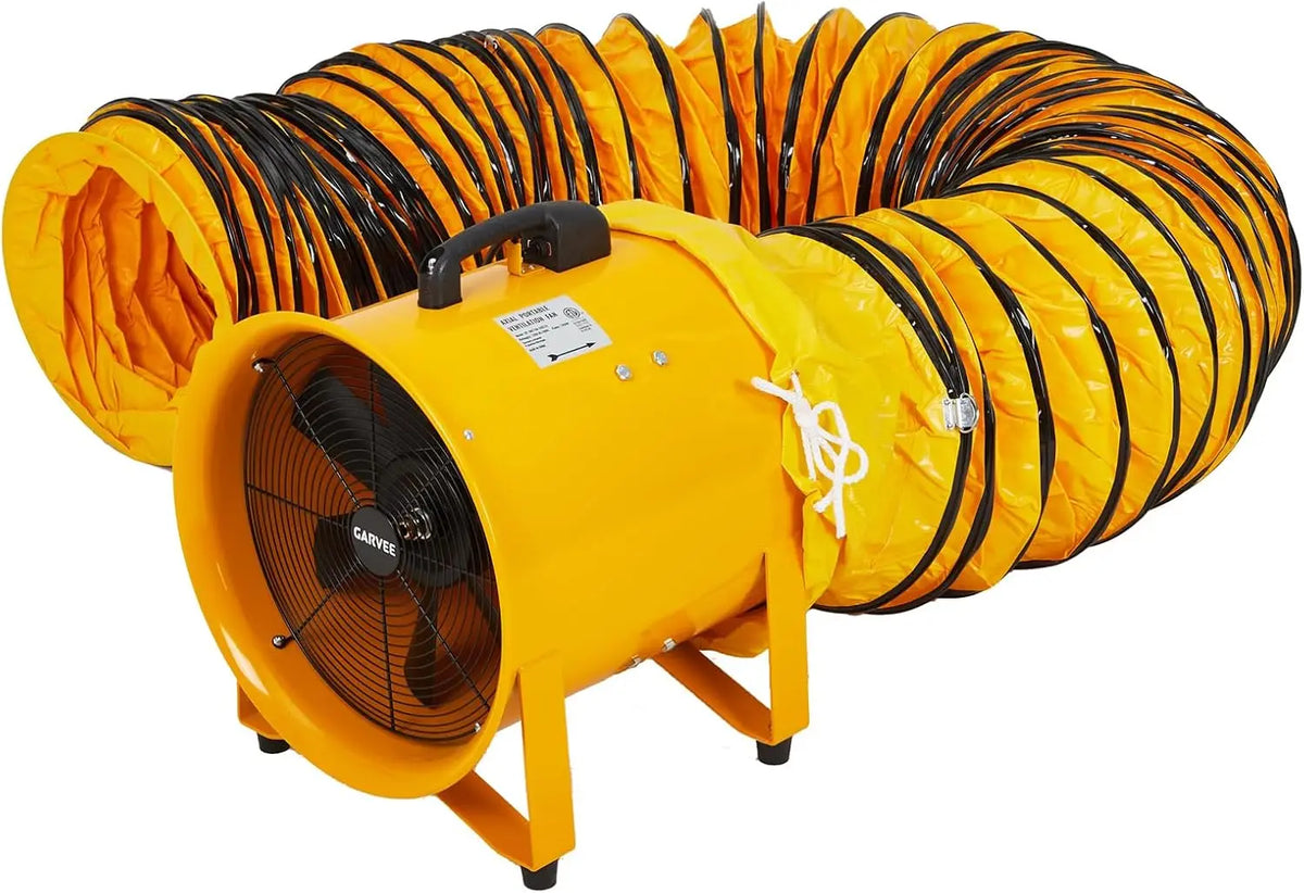 16 Inch Air Mover Blower Fan, 5500 CFM Heavy Duty Industrial Exhaust Fan, 2-Speed Adjustable with 32.8 ft Flexible Duct, Low Noise Portable Blower for Construction, Workshop