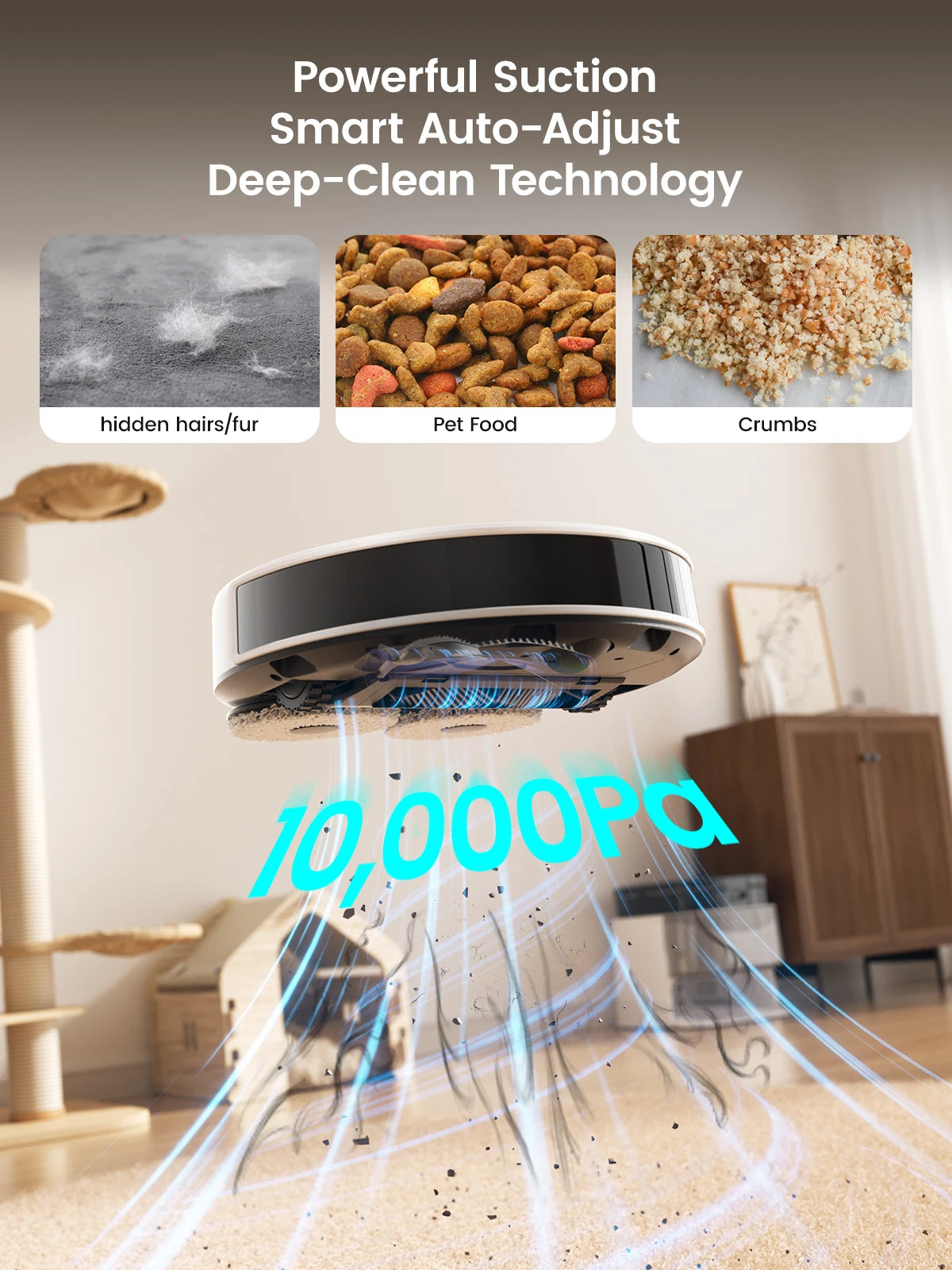 Lefant M3L Robot Vacuum Cleaner and Mop, 10000Pa Suction, 90-Day Self-Emptying, Auto Mop Washing, Obstacle Avoidance, All-in-One for Pet Hair Carpet, 5G WiFi Alexa/APP/iWatch Control, 220 Min Battery, Double Rotary Cloth
