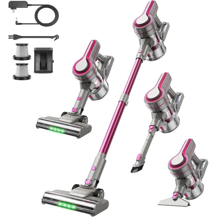 600W/50Kpa Cordless Vacuum Cleaners for Home, 50Mins Stick Vacuum with Self-Standing, Anti-Tangl, Lightweight Wireless Vacuum F