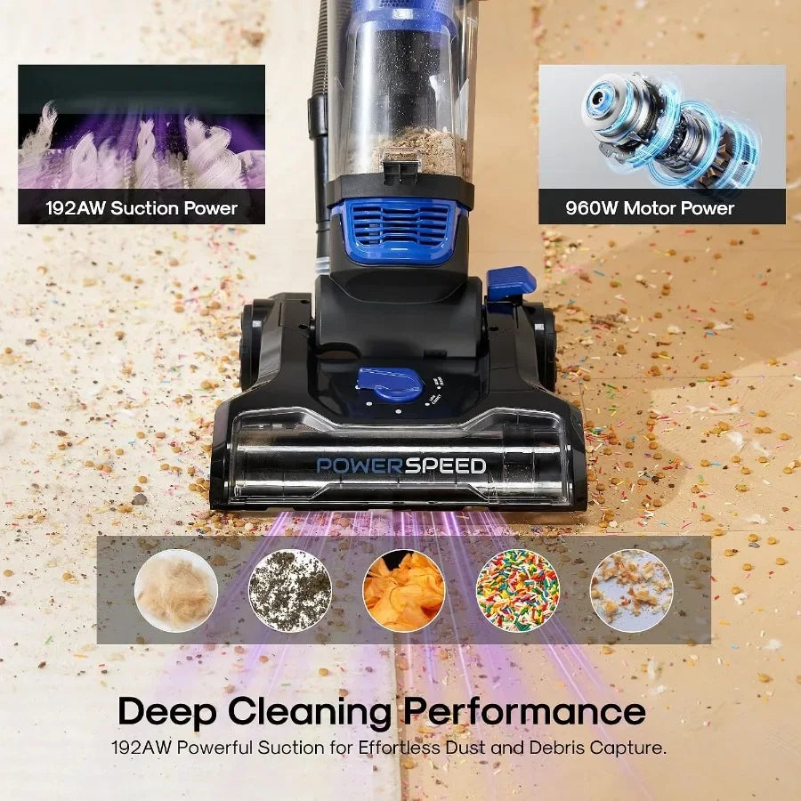 Lightweight Powerful Upright Vacuum Cleaner for Carpet and Hard Floor, PowerSpeed, New Model, Blue, black/New Model